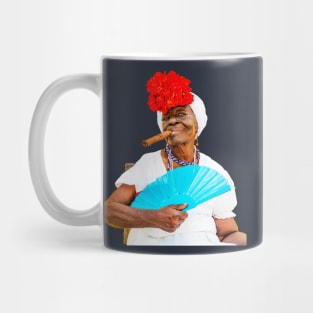 Cuban Woman With Cigar, Any Colour Background Mug